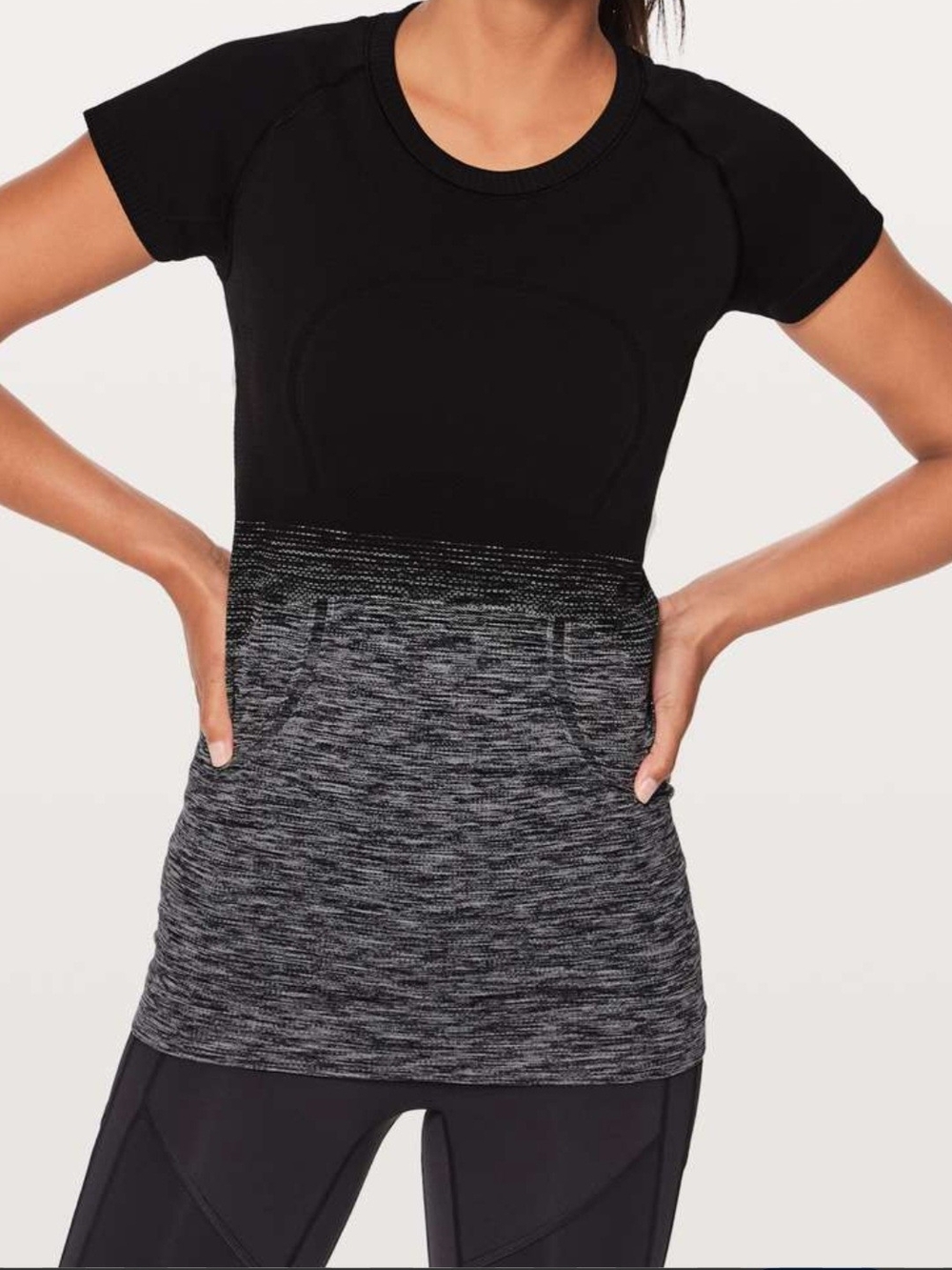 lululemon athletica Black to Gray Ombre Short-Sleeve Active Top